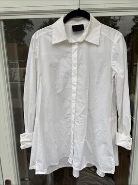 Yohji Yamamoto Ladies White Long-Sleeve Button Shirt-S